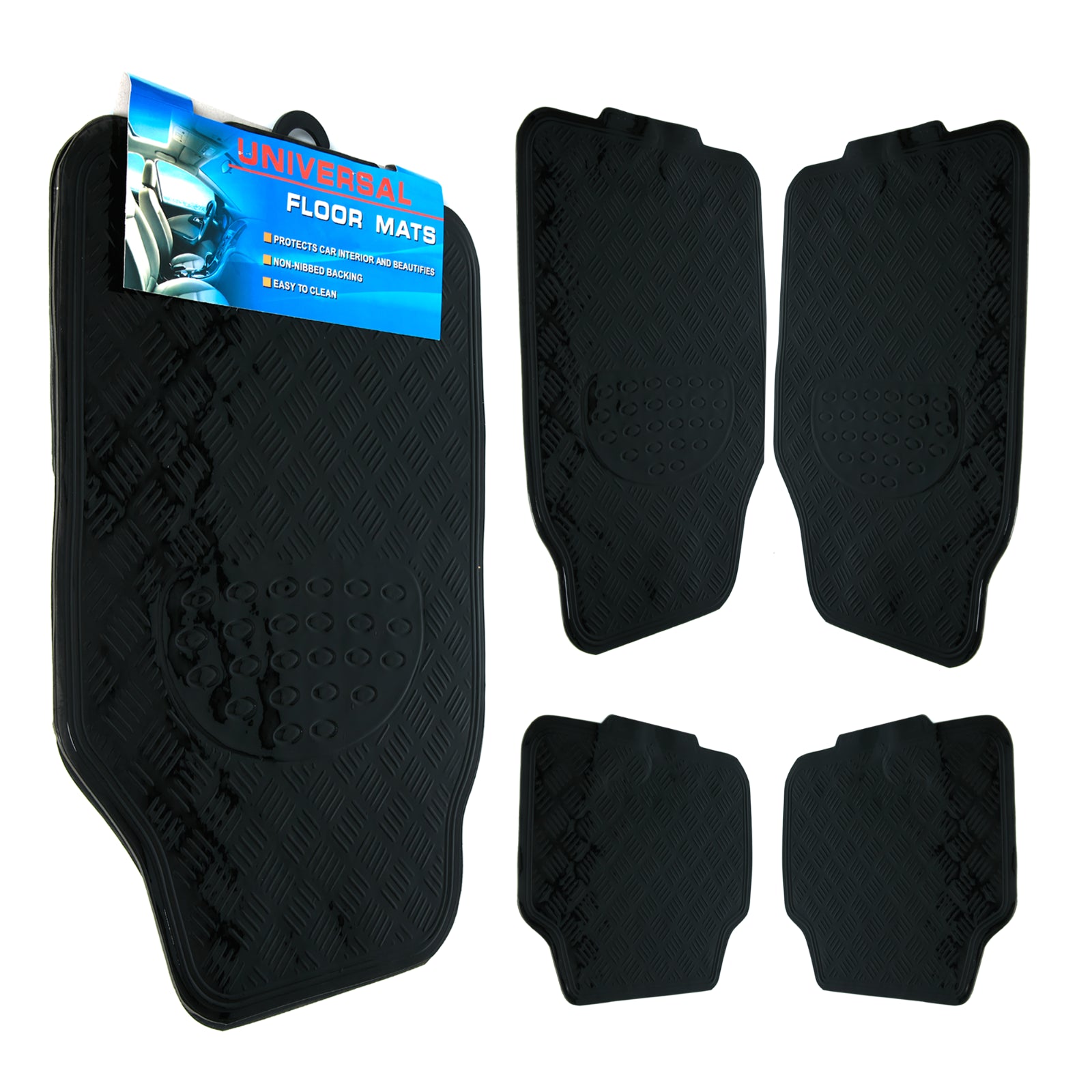 4 PIECE HEAVY DUTY UNIVERSAL TITAN METALLIC LOOK FLOOR MAT SET VAN CAR MATS