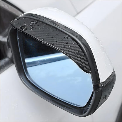 2-Piece Carbon Fiber Car Rear View Mirror Rain Visor Guard - Waterproof PVC Smoke Cover for Universal Compatibility