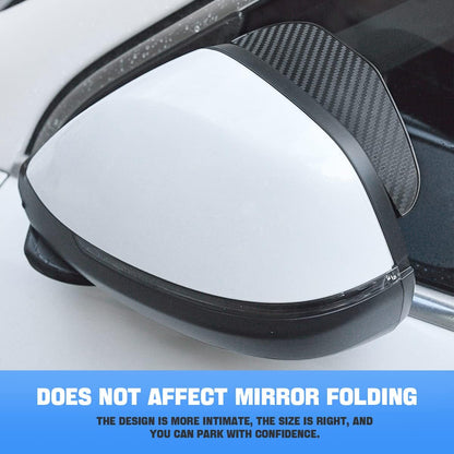 2-Piece Carbon Fiber Car Rear View Mirror Rain Visor Guard - Waterproof PVC Smoke Cover for Universal Compatibility