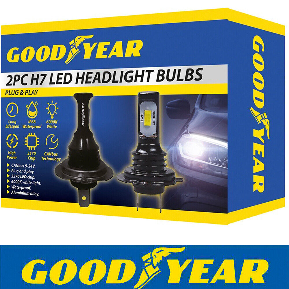 Goodyear 2 X H7 LED Car Headlight Bulbs Plug Play 6000K Canbus Replace Xenons