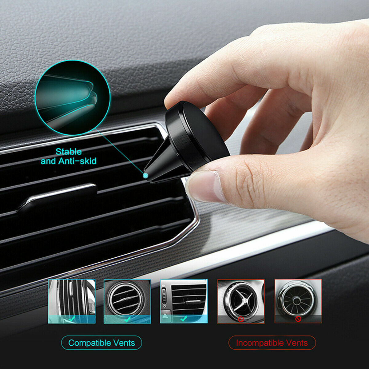 Car Magnetic Phone Holder Air Vent Mount Bracket Universal Airvent Fan Mobile X