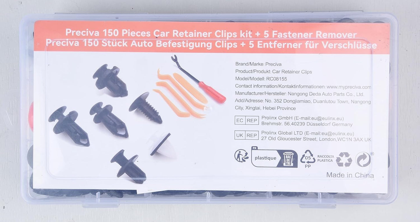 Car Retainer Clips,  155Pcs Car Plastic Mounting Set, 6 Sizes Bumper Mounting Clips Kit, Body Universal Auto Car and Door Trim Panel Clips, Nylon Bumper Push Retainers