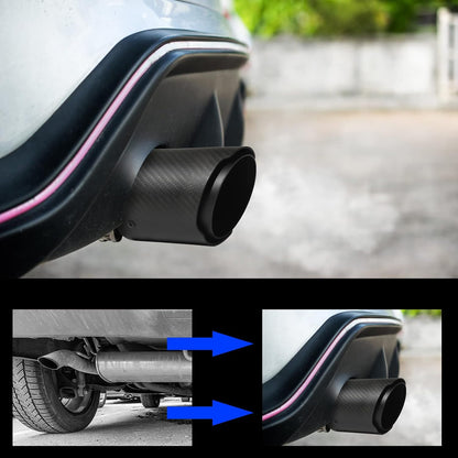 Stainless Steel and Glossy Carbon Fiber Exhaust Tips - 63mm Inlet and 89mm Outlet (Matte Black Finish)