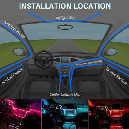 Neon LED Light Trim Glow Optic Fiber Strip Car Interior Ambient Lighting Kit APP