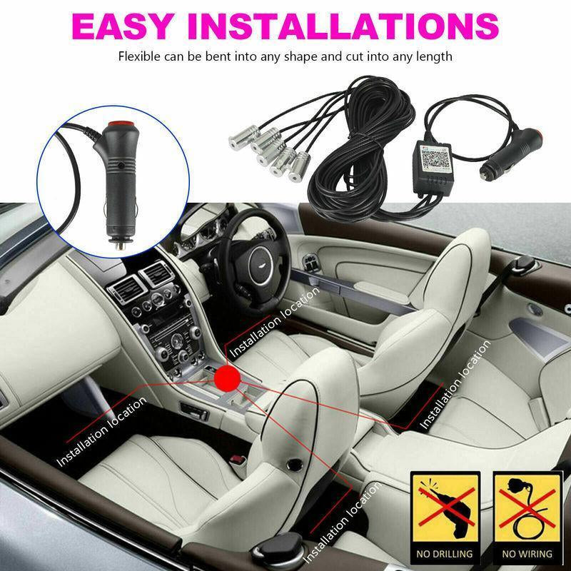 Neon LED Light Trim Glow Optic Fiber Strip Car Interior Ambient Lighting Kit APP