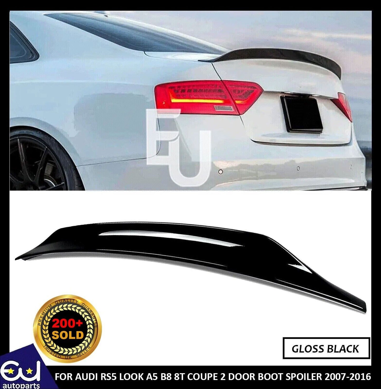 FOR AUDI RS5 LOOK A5 S5 B8 8T COUPE 2 DOOR GLOSS BLACK REAR BOOT SPOILER 07-2016