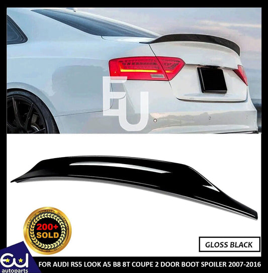 FOR AUDI RS5 LOOK A5 S5 B8 8T COUPE 2 DOOR GLOSS BLACK REAR BOOT SPOILER 07-2016