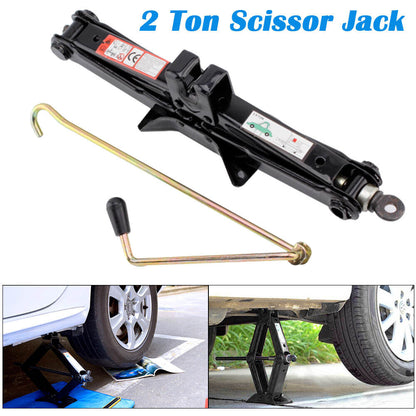 2T Tonne Scissor Jack Lift Wind up for Car Van Garage W/Crank Speed Handle