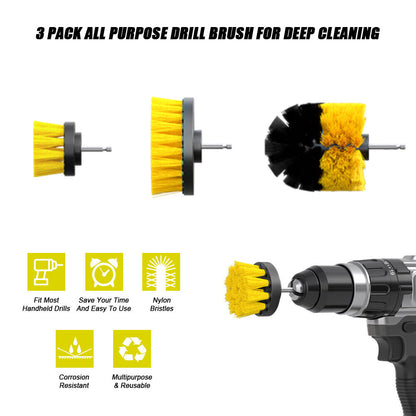 3X Drill Cleaning Brush Set Power Attachment Grout Tile Cleaner Scrub Home Car