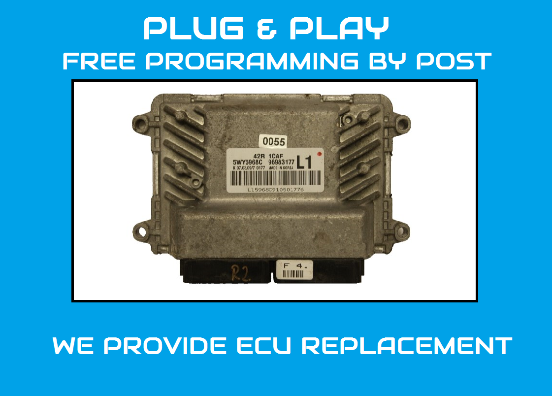 CHEVROLET AVEO 1.2 LS ENGINE ECU 5WY5968C 96983177 L1 PLUG AND PLAY - Glasgow Car Parts Store 