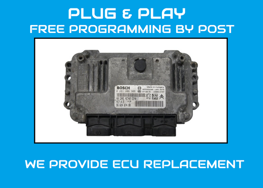 ECU CITROEN PEUGEOT 9662467480 0261208908 PLUG AND PLAY PROGRAMMING BY POST - Glasgow Car Parts Store 