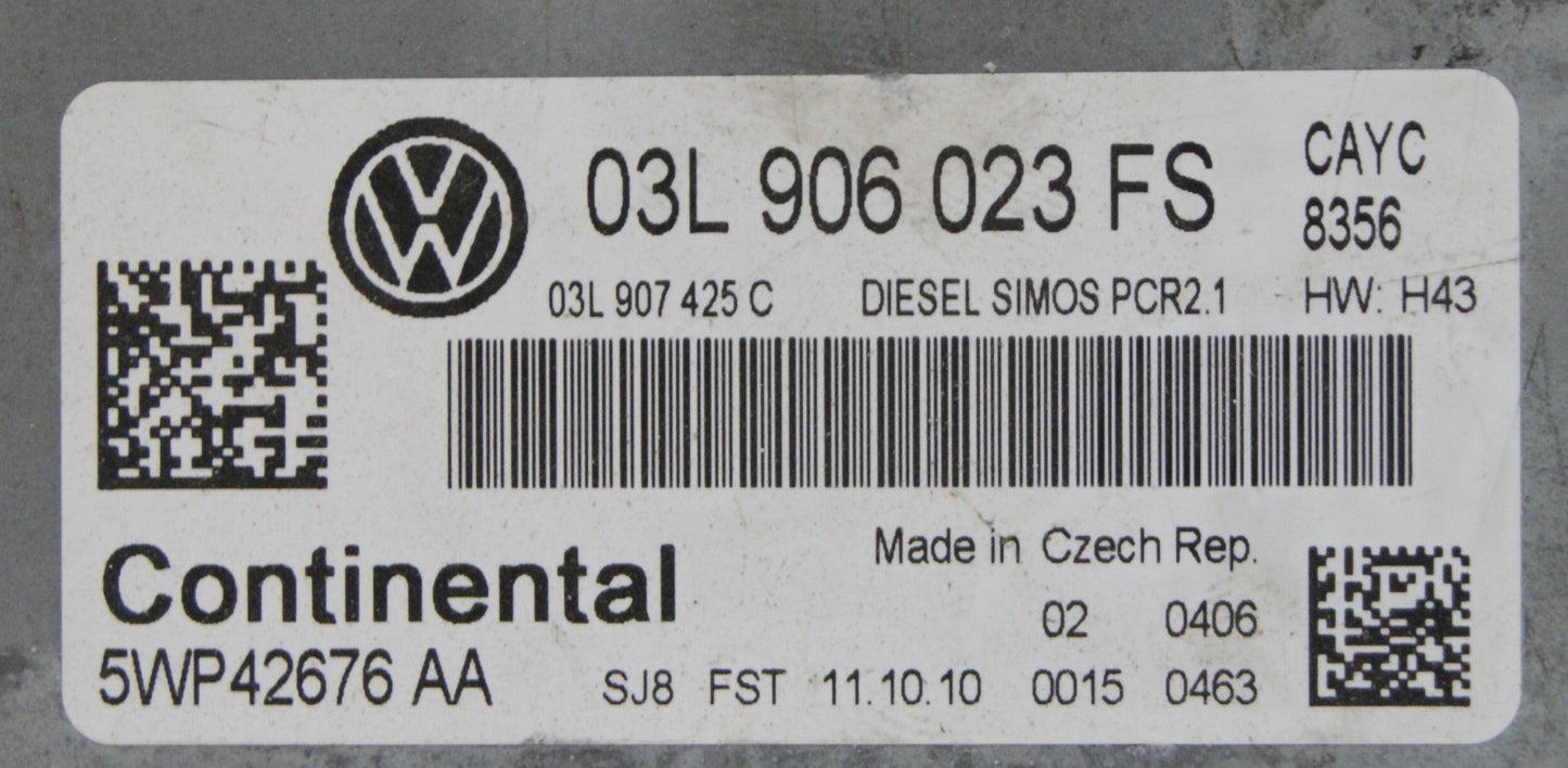 VOLKSWAGEN SKODA 03L906023FS ECU 1.6 Diesel