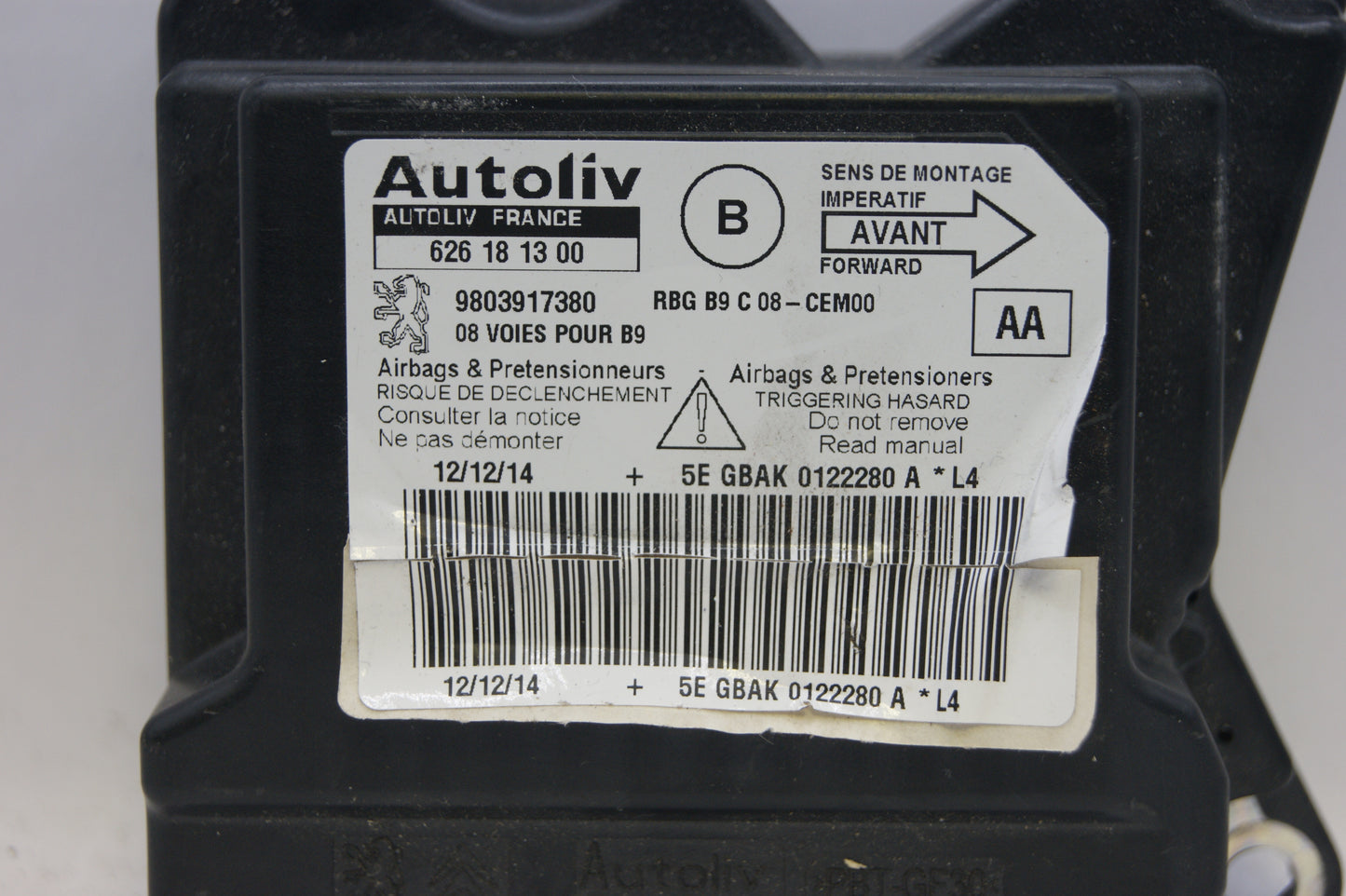 PEUGEOT PARTNER BERLINGO AIR BAG CONTROL MODULE 9803917380