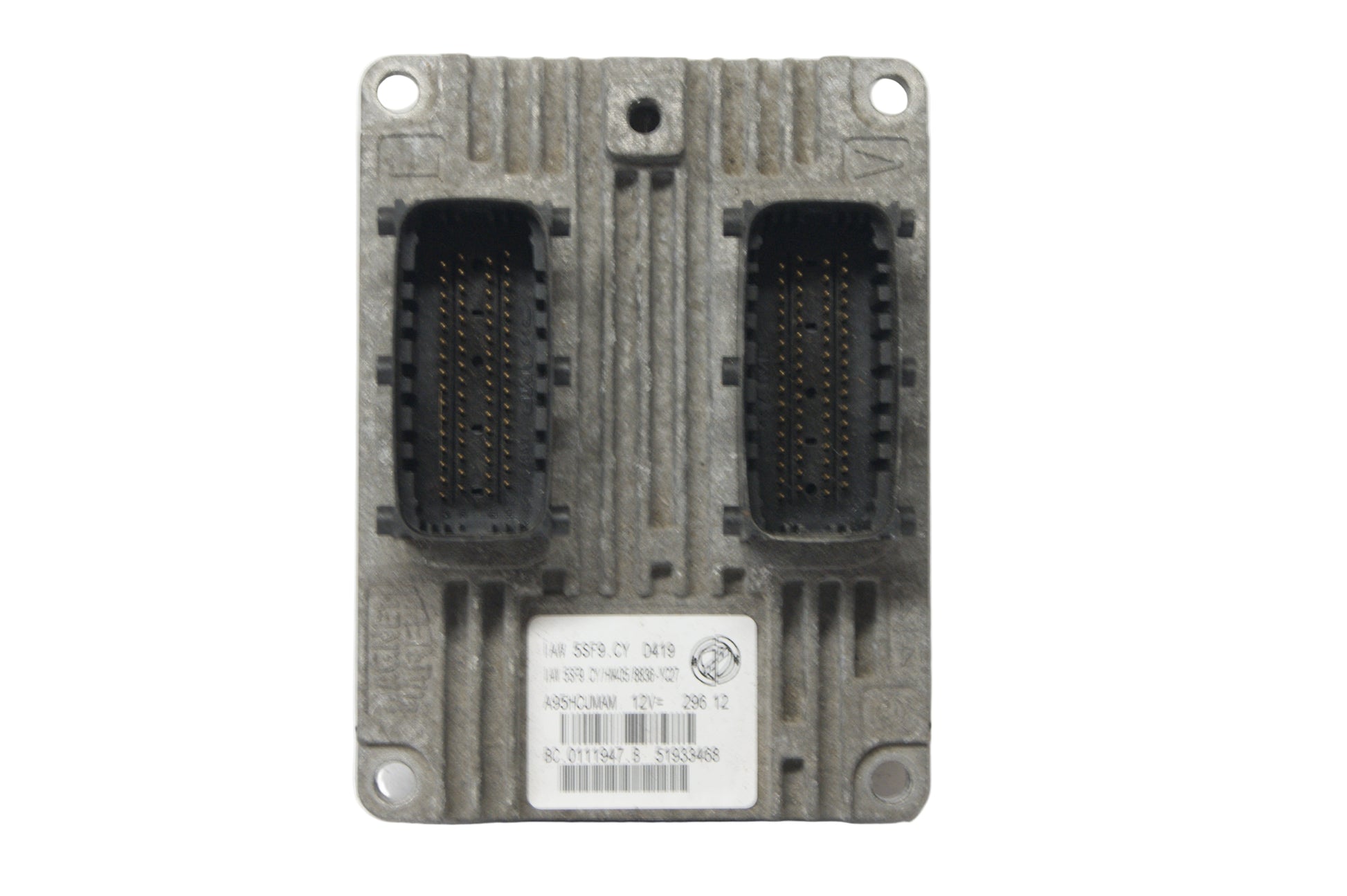Electronic module with two connectors on a white background