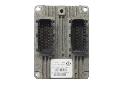 Electronic module with two connectors on a white background