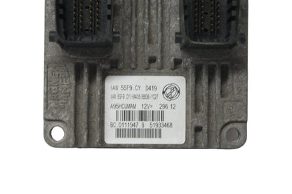 Electronic module with a label on a white background ECU