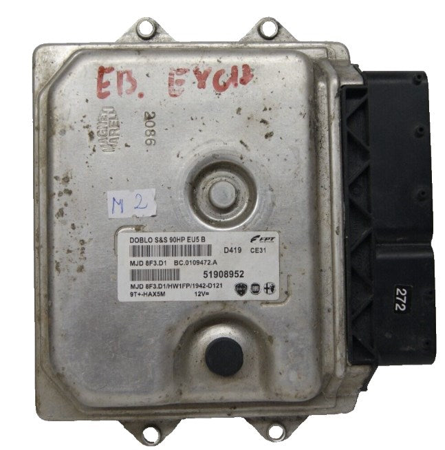 FIAT DOBLO 1.3 ENGINE CONTROL UNIT ECU 51908952 MJD8F3.D1 PLUG AND PLAY. - Glasgow Car Parts Store 