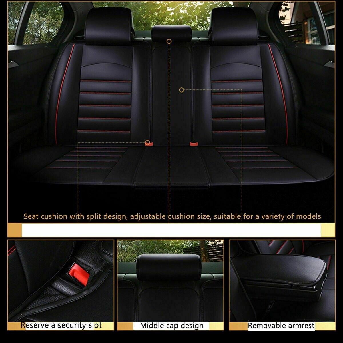 Black PU Leather Full Set Car Seat Covers for Ford Focus Mondeo Fiesta