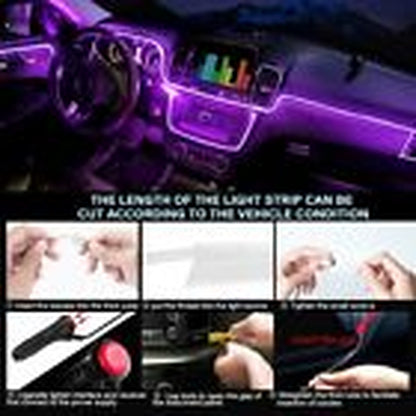 Neon LED Light Trim Glow Optic Fiber Strip Car Interior Ambient Lighting Kit APP