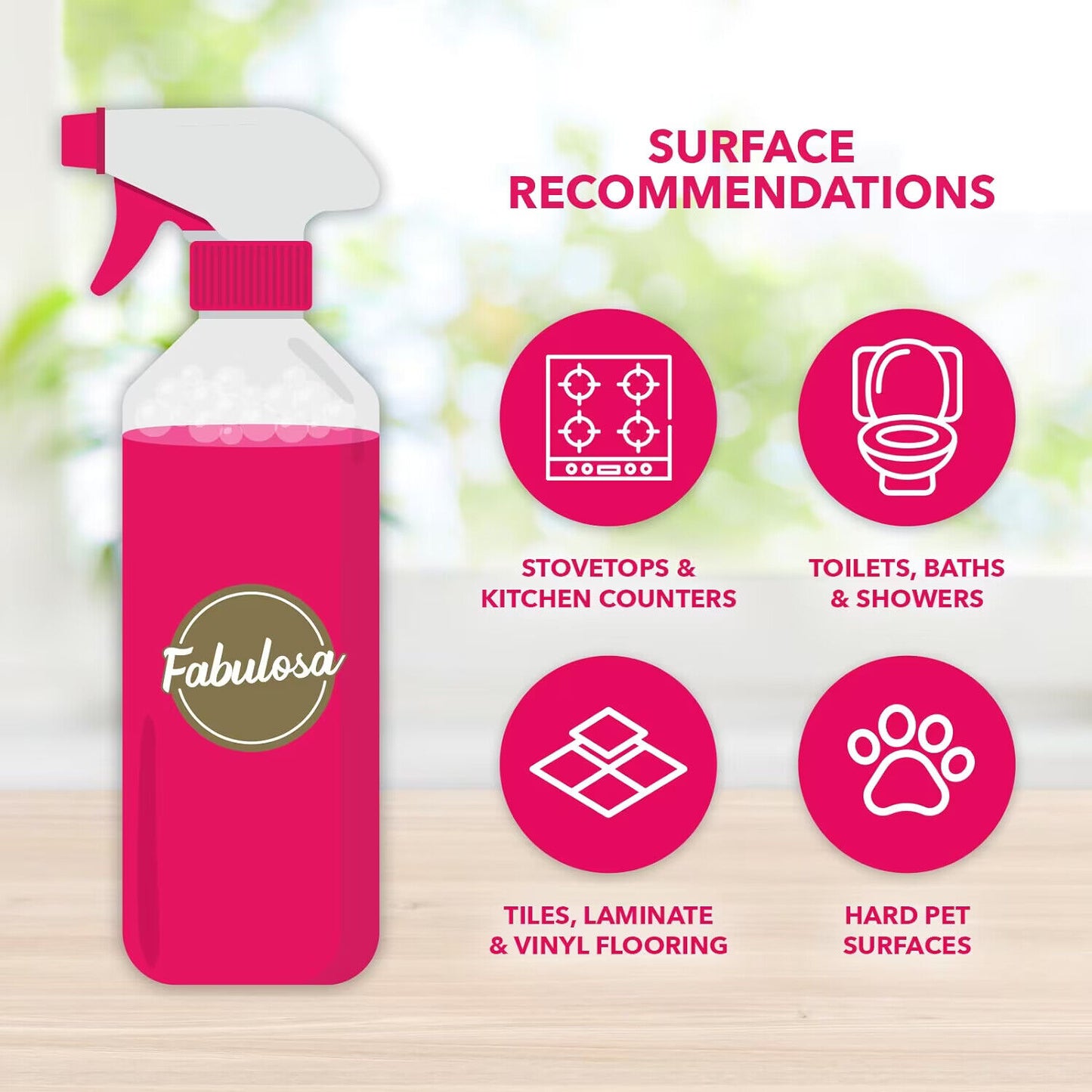 Fabulosa Anti-Bacterial Disinfectant Spray All Purpose Cleaner 6 X 500Ml UK