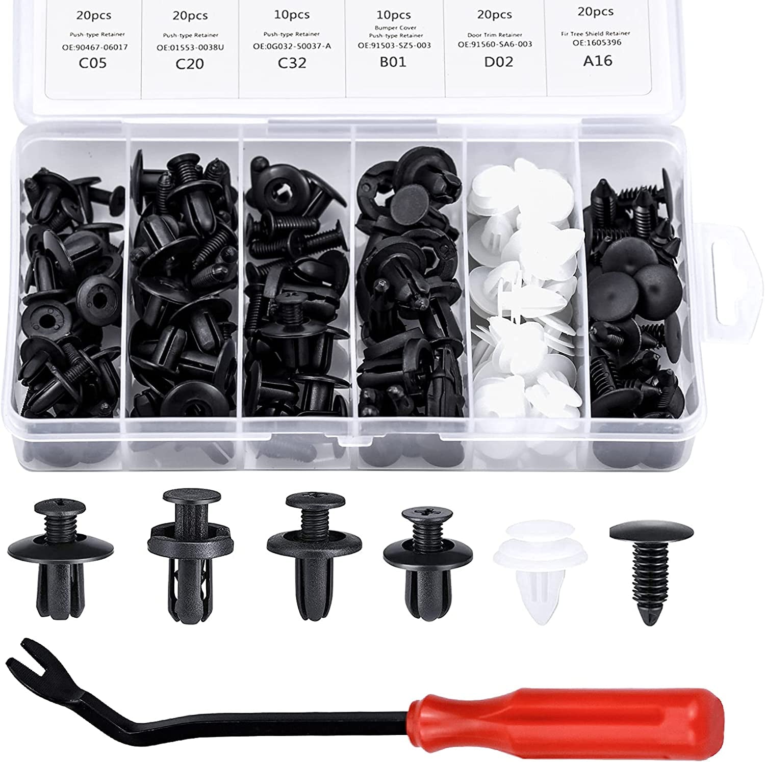 Car Body Trim Clips,100 Pcs Car Retainer Clips Universal Auto Clips Plastic Nylon Rivet Trim Clamp Car Door Bumper Fender Retainer Clips Liner Sealing Strip Fixed Clips Fasteners Tools