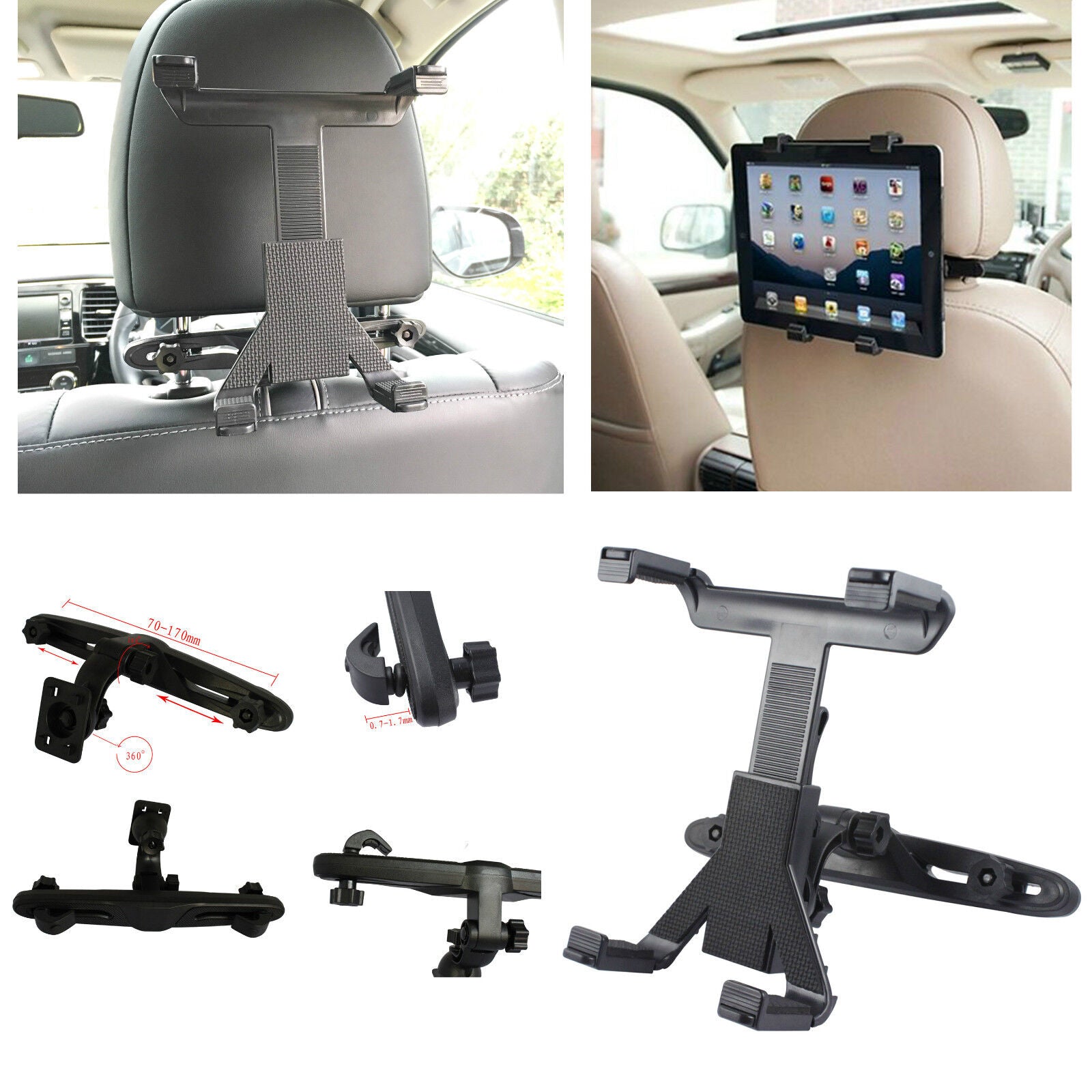 UNIVERSAL in CAR BACK SEAT HEADREST HOLDER MOUNT CRADLE for IPAD TABLET SAMSUNG