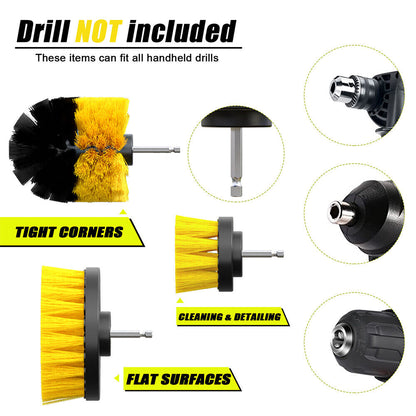 3X Drill Cleaning Brush Set Power Attachment Grout Tile Cleaner Scrub Home Car