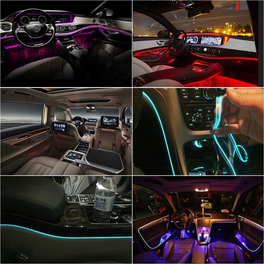 Neon LED Light Trim Glow Optic Fiber Strip Car Interior Ambient Lighting Kit APP