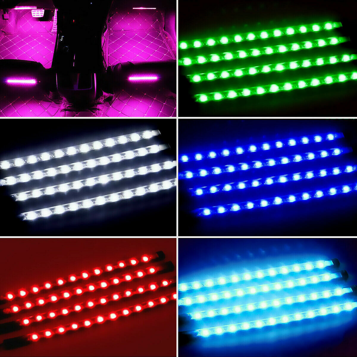 Car Interior Footwell LED Strip Lights RGB Multicolour Remote Atmosphere Lamp