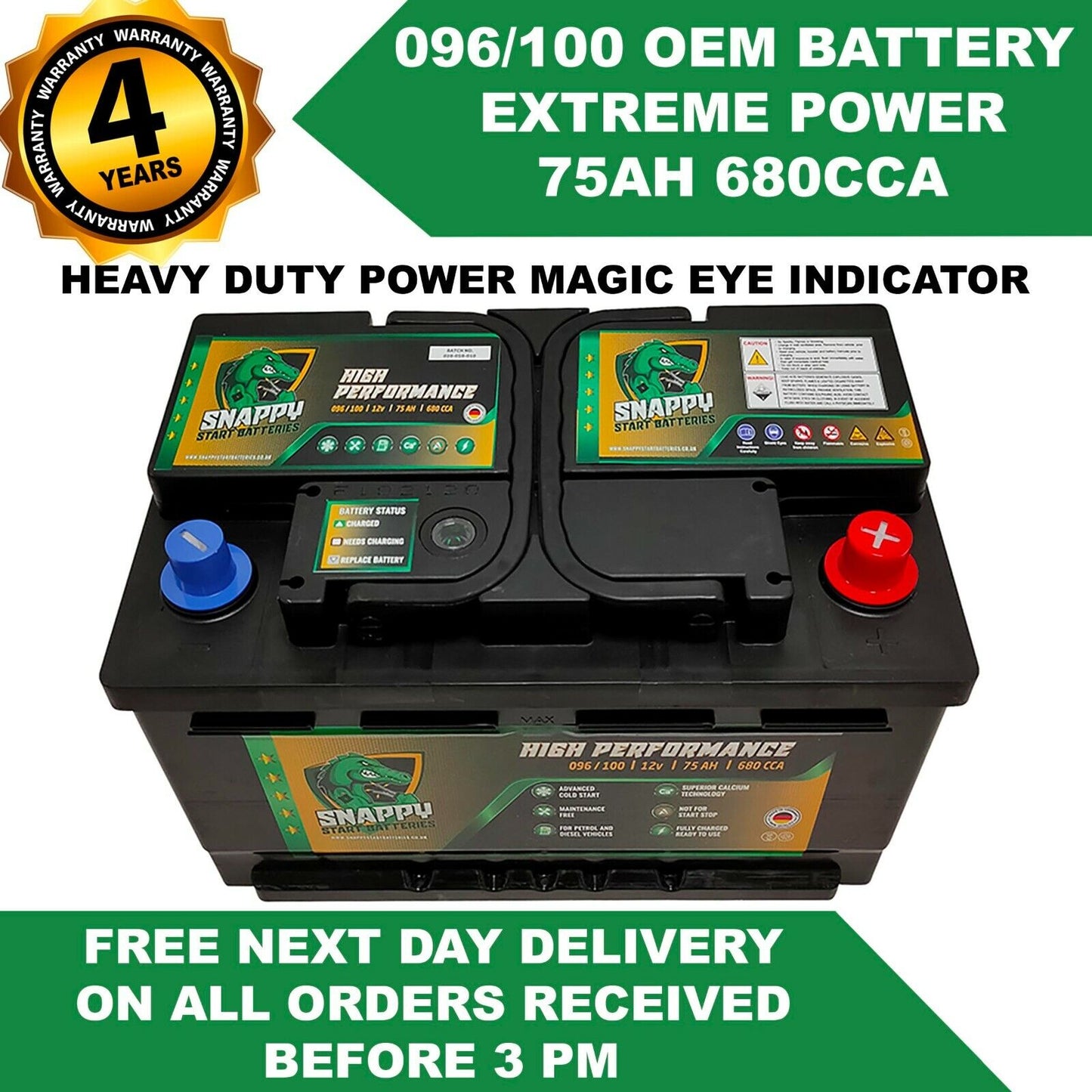 096 Car Battery 12V 75 AH 680 CCA AMPS CAR BATTERY 096 100 12V HEAVY DUTY SEALED