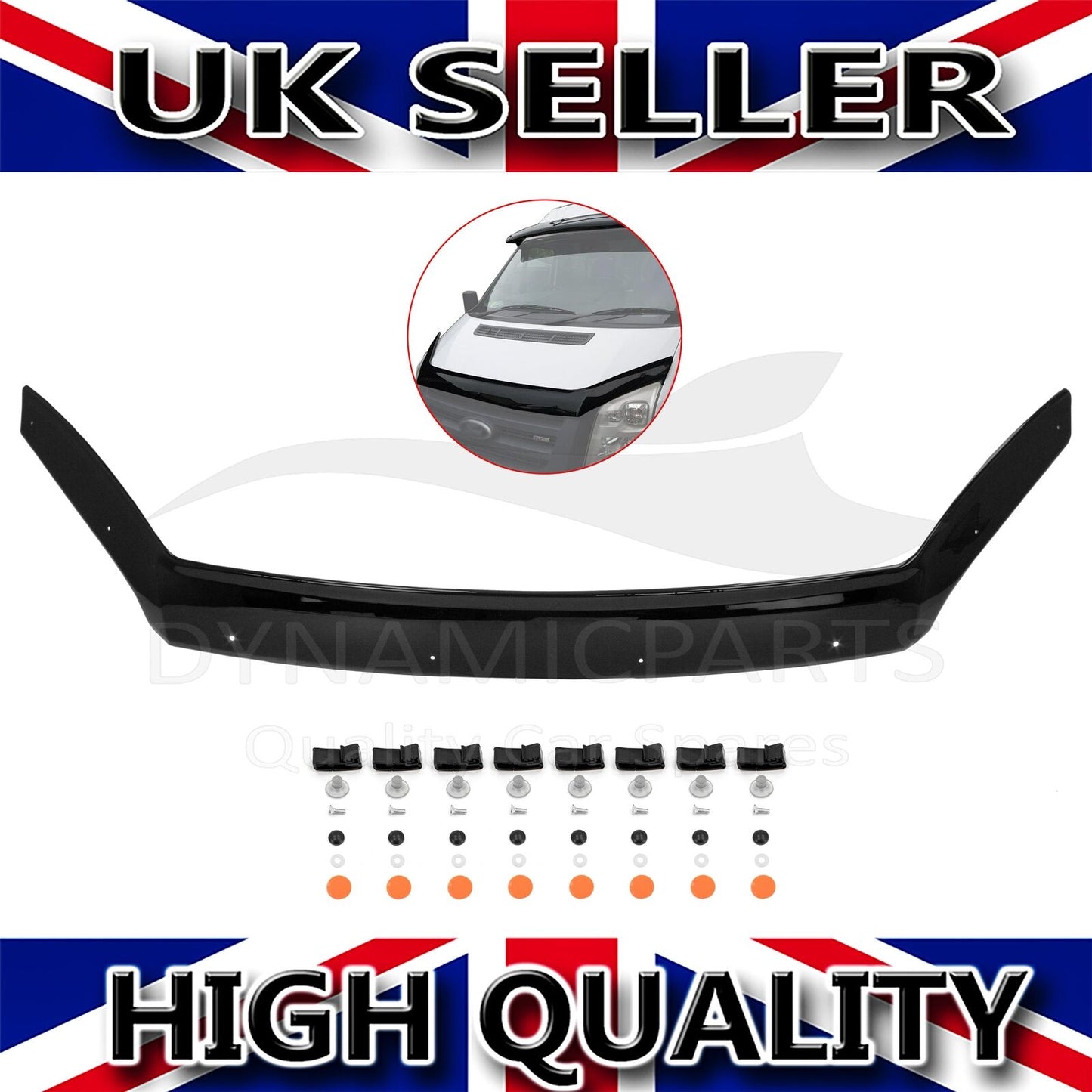 BONNET WIND STONE DEFLECTOR PROTECTOR GUARD KIT for FORD TRANSIT MK7 2007 2013