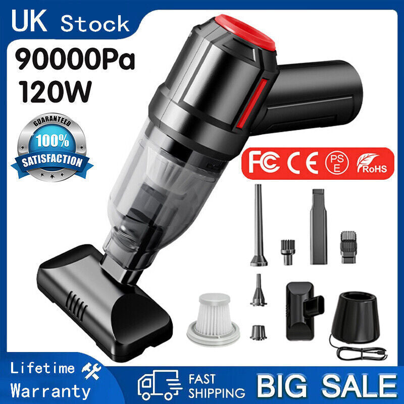 Powerful Car Vacuum Cleaner Wet/Dry Cordless Strong Suction Handheld Cleaning UK