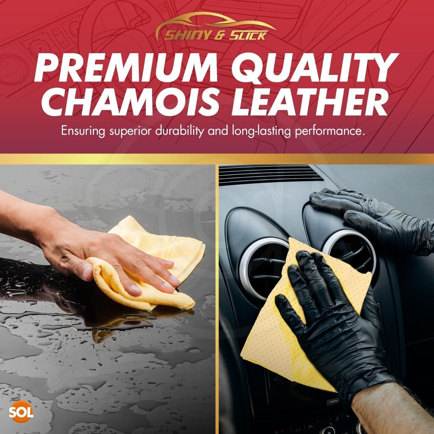 2Pk Synthetic Chamois Leather Cloth Large 40X35Cm Perforated Car Shammy Towel