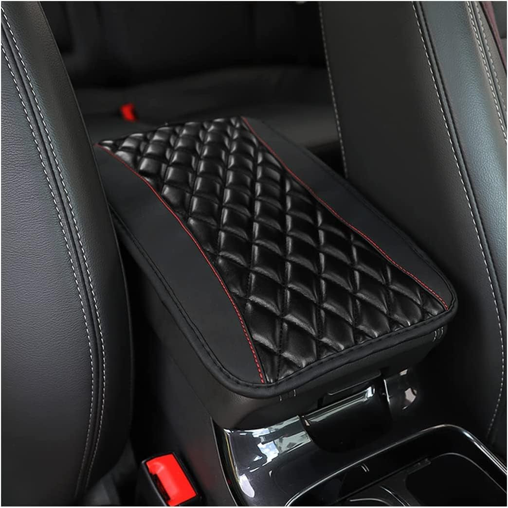 Car Center Console Cushion Pad, Universal Leather Waterproof Armrest Seat Box Cover Protector,Comfortable Car Decor Accessories Fit for Most Cars, Vehicles, Suvs (Black)