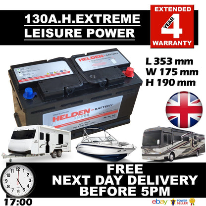 12V 130AH 130 AH Leisure Battery DEEP CYCLE for Motorhome / Caravan / Campervan£