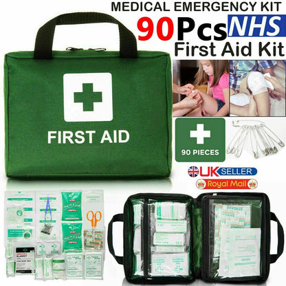 90 PIECE FIRST AID KIT BAG MEDICAL EMERGENCY KIT. TRAVEL HOME CAR TAXI WORKPLACE