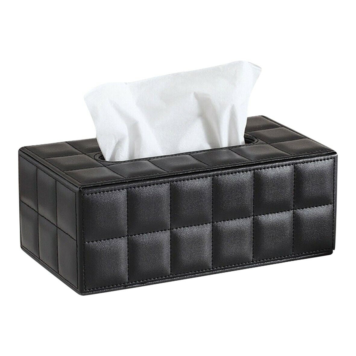 PU Leather Tissue Box Napkin Holder Pumping Paper Case for Home Office and Car