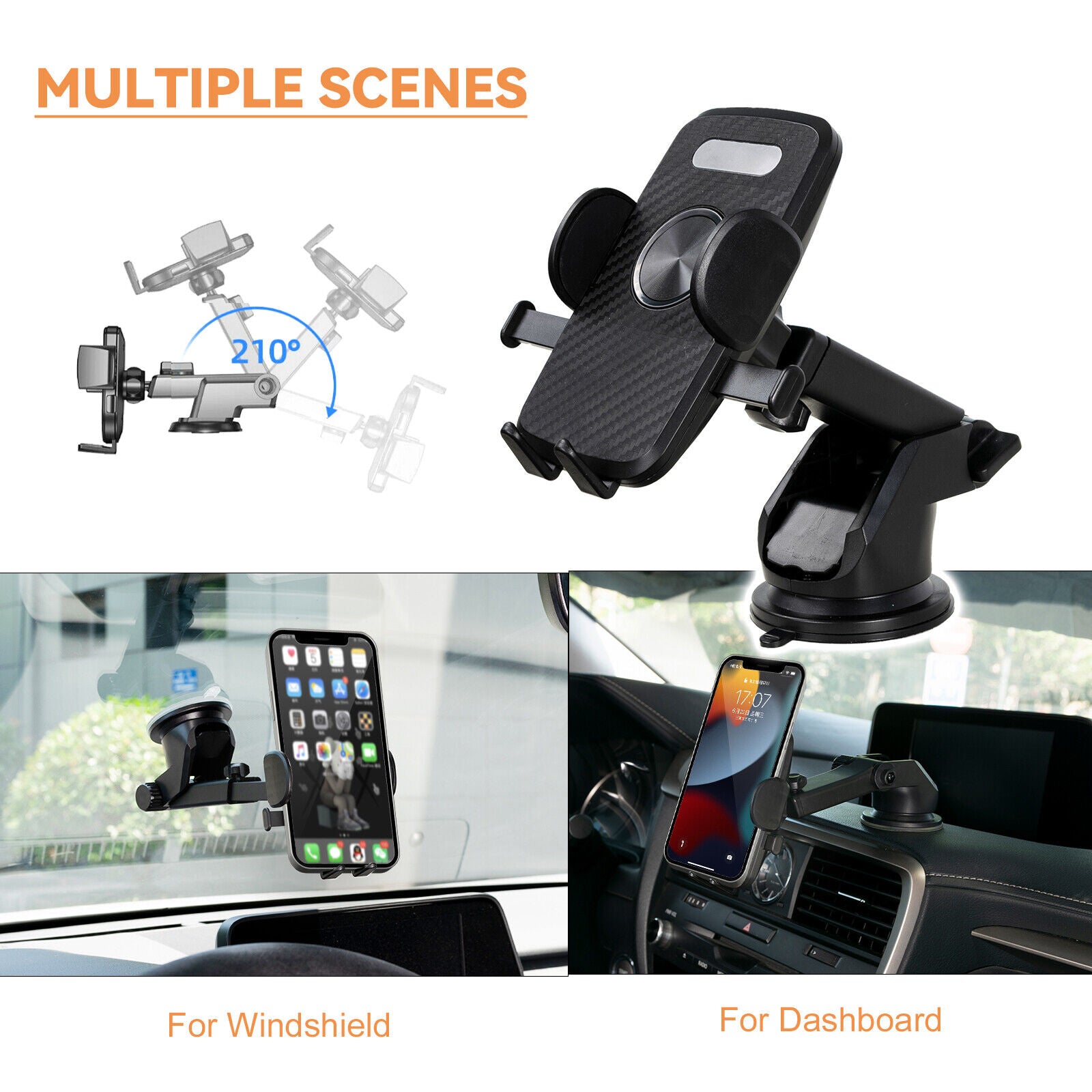 360 in Universal Car Mobile Phone Holder Dashboard Suction Home Mount Windscreen