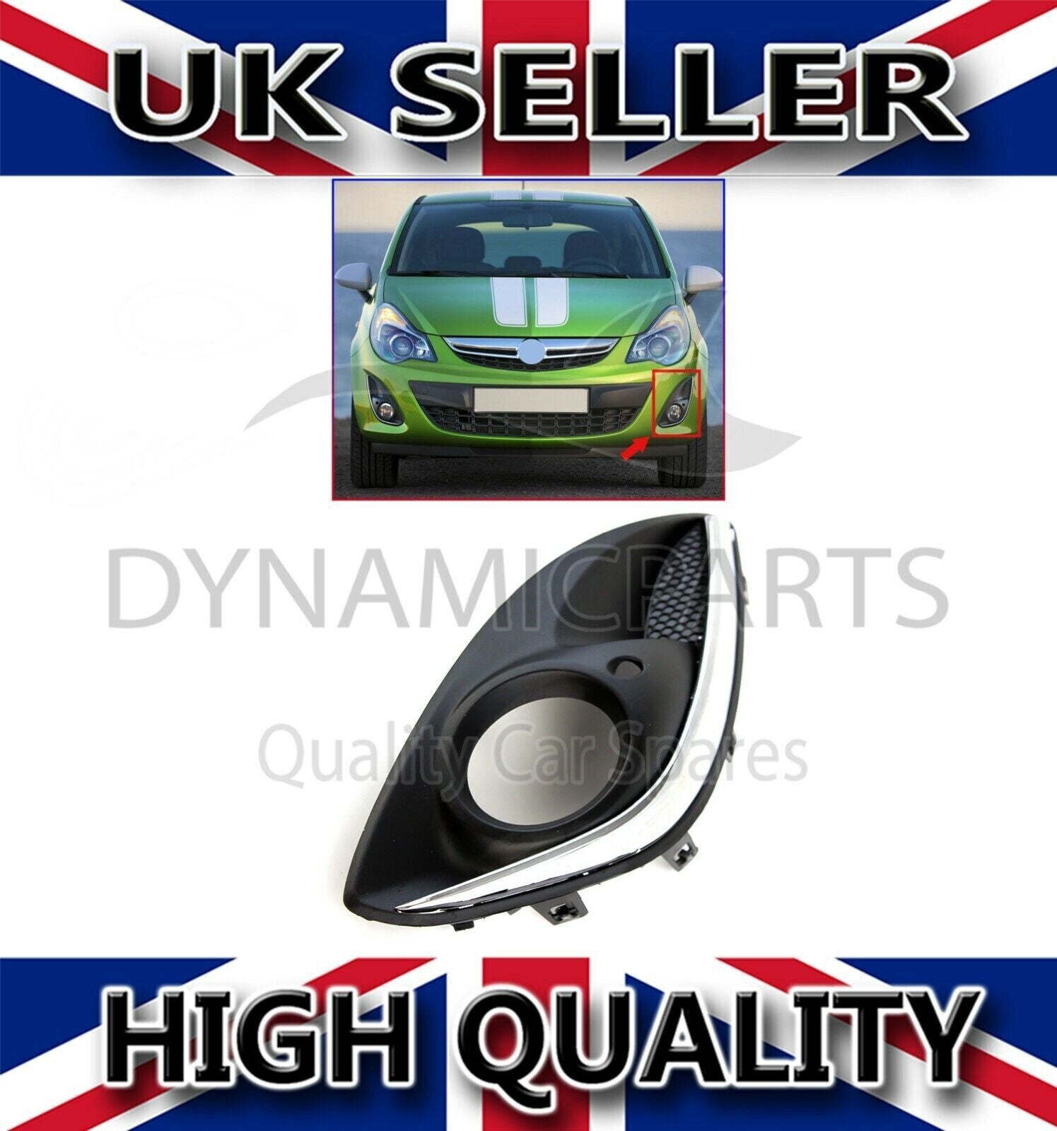 FOR VAUXHALL CORSA D FRONT BUMPER FOG LIGHT GRILL with CHROME COVER LEFT NS