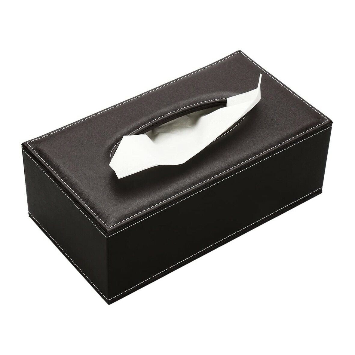 PU Leather Tissue Box Napkin Holder Pumping Paper Case for Home Office and Car