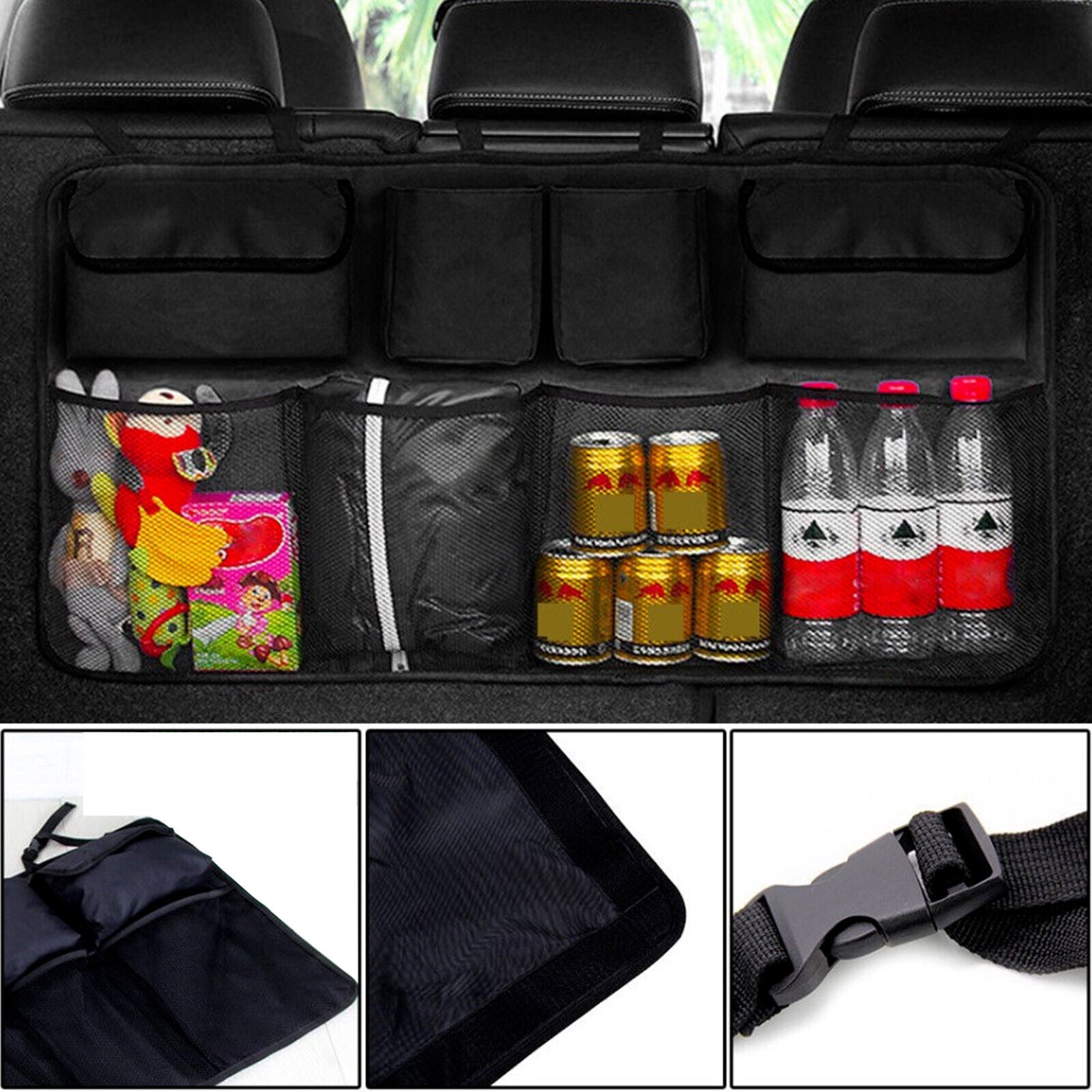 CAR BOOT ORGANISER TIDY BACK SEAT STORAGE BAG HANGING POCKET ACCESSORIES LARGE