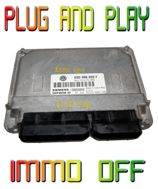 VW Polo 1.2 Engine contro unit ECU 03D906033F / 5WP40298 02 immo off