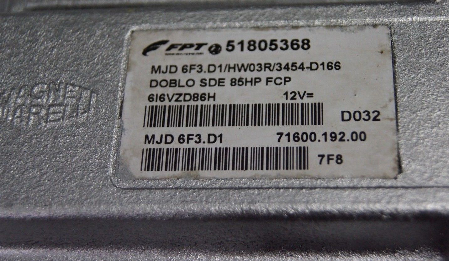 Fiat Doblo 1.3 Diesel ECU 51805368 MAGNETI MARELLI .MJD6F3.D1