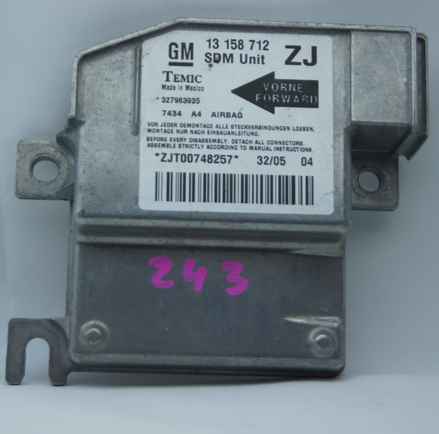 Vauxhall Opel Meriva Air Bag Airbag Control Module ECU 13158712 ZJ