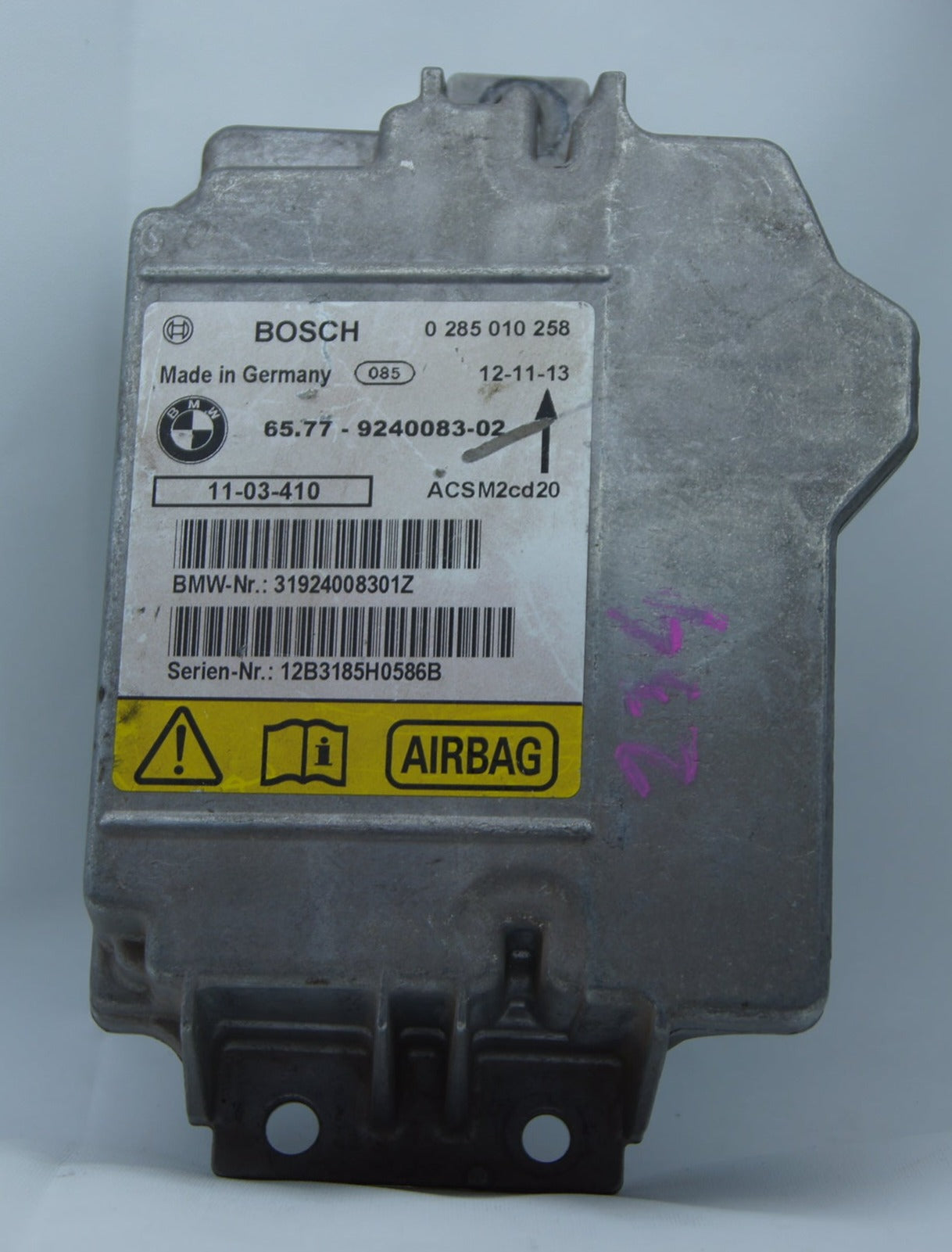 BMW SRS Airbag ECU Control Unit Module 9240083 0285010258