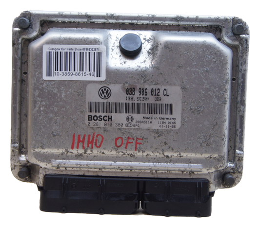 Skoda Vw ECU 038906012 CL / 0281010380 edc15vm+ immo off