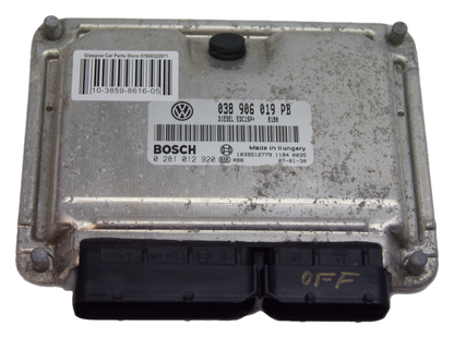 SKODA 1.9 TDI Engine ECU IMMO OFF 0281012920 038906019PB.