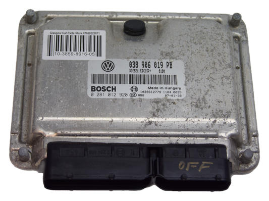 SKODA 1.9 TDI Engine ECU IMMO OFF 0281012920 038906019PB.