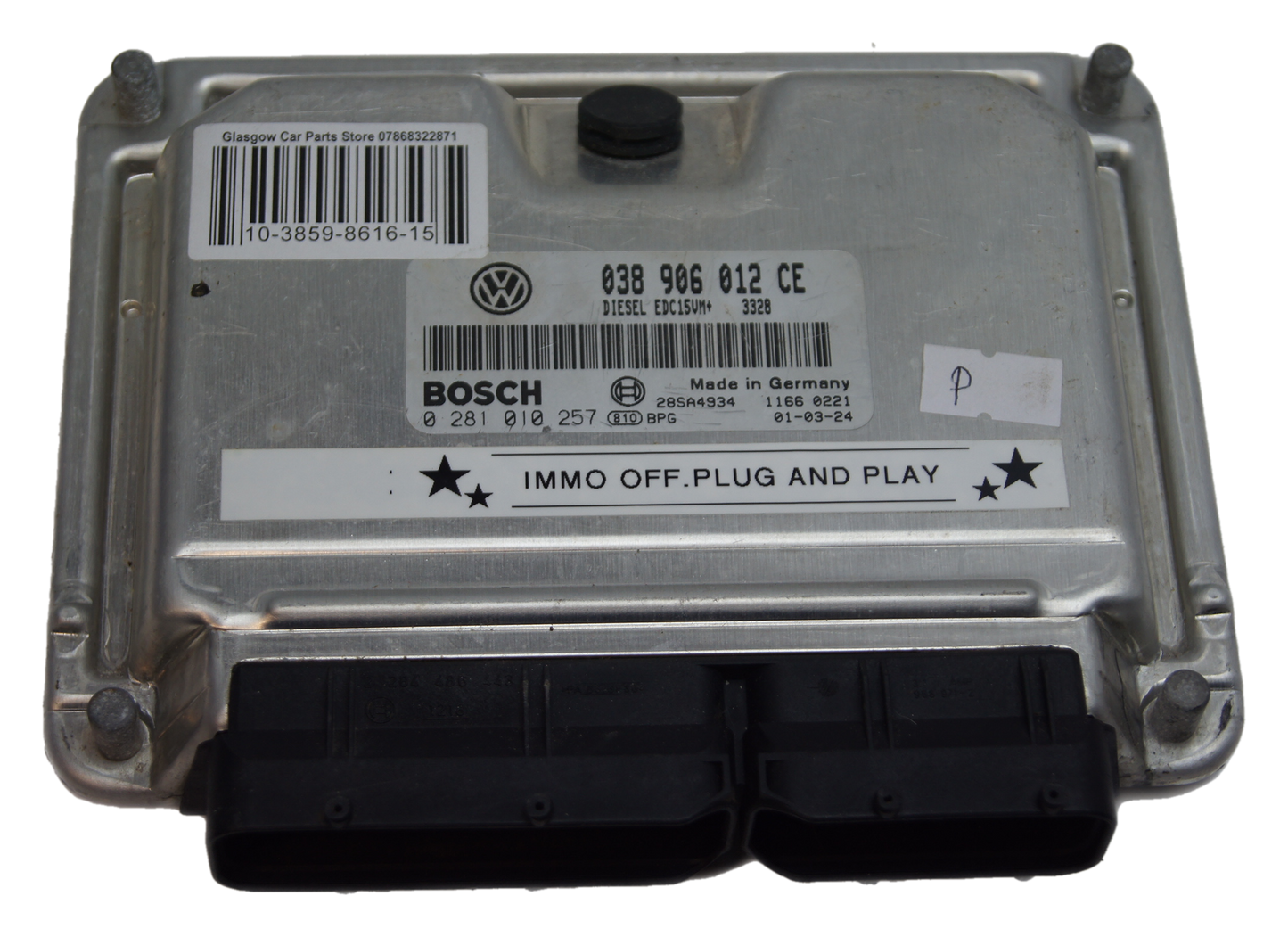 Skoda  1.9 sdi  ECU 038906012CE 0281010257 IMMO OFF PLUG AND PLAY