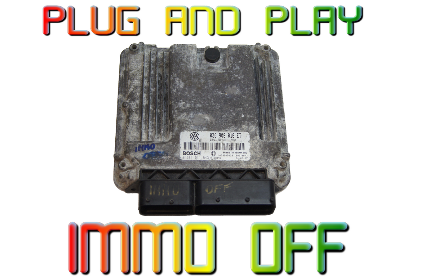 VW Golf MK5 2.0 TDI BKD ECU 0281011843  03G906016ET IMMO OFF PLUG AND PLAY.